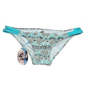 Bingo Surf White and Gray Patterned bikini bottoms